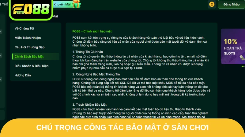 Fo88 5 Chú trọng công tác bảo mật ở sân chơi