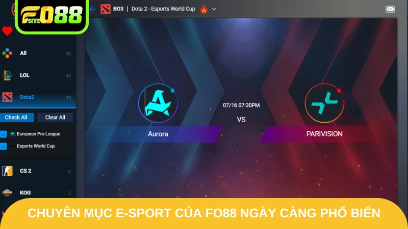 E-Sport Fo88 - Tận Hưởng Thể Thao Điện Tử Hốt Thưởng Lớn 2 Chuyên mục E-sport của Fo88 ngày càng phổ biến