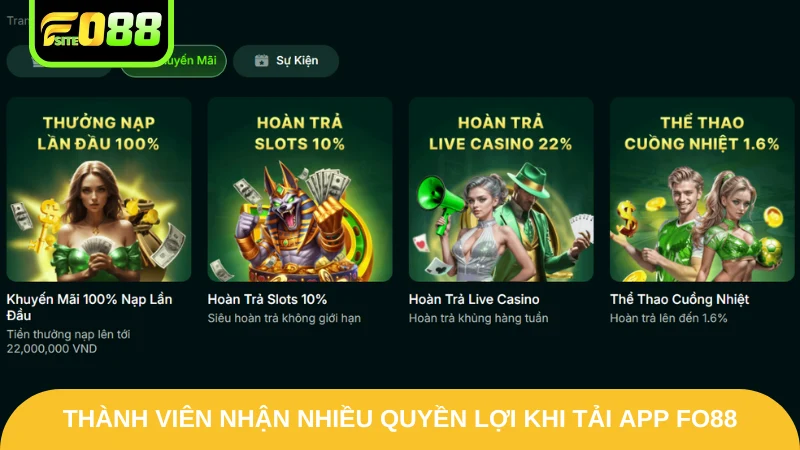Tải App Fo88 - Đắm Chìm Trong Phiên Bản Mới Thú Vị 2025 1 Thành viên nhận nhiều quyền lợi khi tải app Fo88