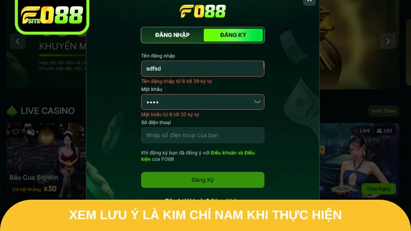 Đăng Ký Fo88 - Tìm Hiểu Các Bước Thực Hiện Chuyên Nghiệp 3 Xem lưu ý là kim chỉ nam khi thực hiện